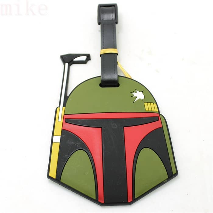 Star Wars Boba Fett Face Image Molded Rubber Luggage Tag ID Holder NEW UNUSED 